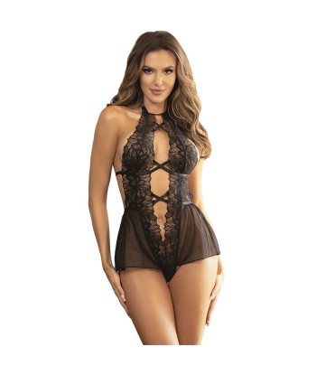 SUBBLIME - TEDDY CUELLO HALTER ESPALDA DESCUBIERTA ENCAJE NEGRO S-M
