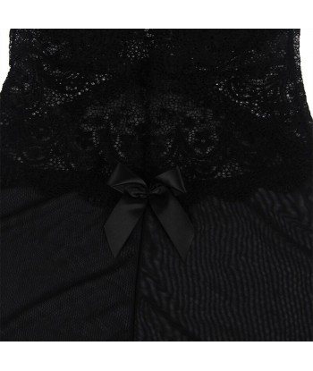 SUBBLIME - BABYDOLL TELA DE TUL DETALLE ENCAJE Y FLOR NEGRO S-M