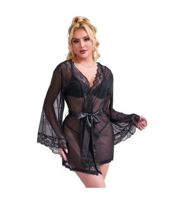 SUBBLIME - BATA TELA TRANSPARENTE DETALLE ENCAJE NEGRO S-M