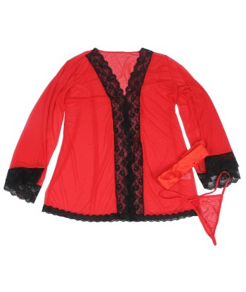 SUBBLIME - BATA TELA TRANSPARENTE DETALLE ENCAJE ROJO S-M