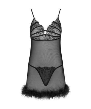 LIVCO CORSETTI FASHION - ZERUNAM SET BABYDOLL TANGA NEGRO S-M