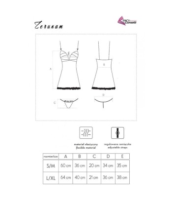 LIVCO CORSETTI FASHION - ZERUNAM SET BABYDOLL TANGA NEGRO S-M