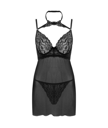 LIVCO CORSETTI FASHION - BINELLA SET BABYDOLL TANGA NEGRO S-M