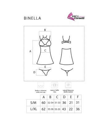 LIVCO CORSETTI FASHION - BINELLA SET BABYDOLL TANGA NEGRO S-M