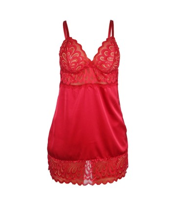 SUBBLIME - BABYDOLL SATINADO CON ENCAJE ROJO S-M