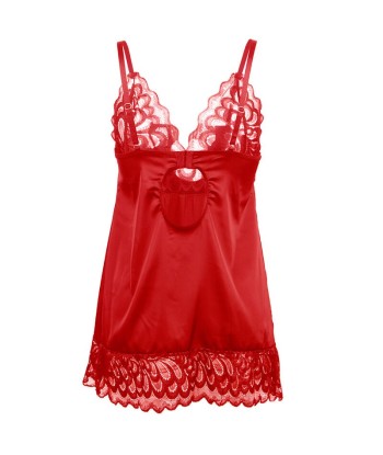 SUBBLIME - BABYDOLL SATINADO CON ENCAJE ROJO S-M