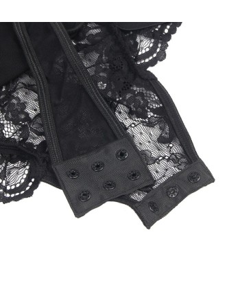 SUBBLIME - TEDDY CON LIGA DETALLE ENCAJES Y TIRAS NEGRO S-M