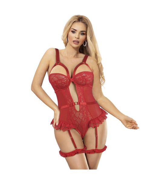 SUBBLIME - TEDDY CON LIGA DETALLE ENCAJE Y TIRAS ROJO S-M SUBBLIME - TEDDY CON LIGA DETALLE ENCAJE Y TIRAS ROJO S-M