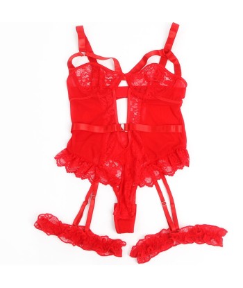 SUBBLIME - TEDDY CON LIGA DETALLE ENCAJE Y TIRAS ROJO S-M