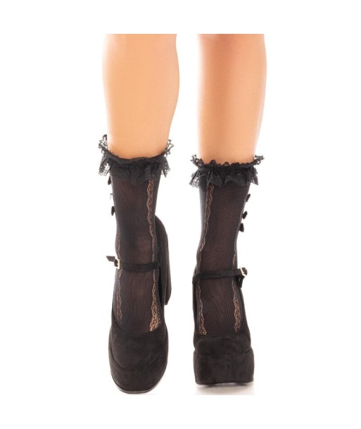 LEG AVENUE - MEDIAS TOBILLERAS CON VOLANTES NEGRO LEG AVENUE - MEDIAS TOBILLERAS CON VOLANTES NEGRO