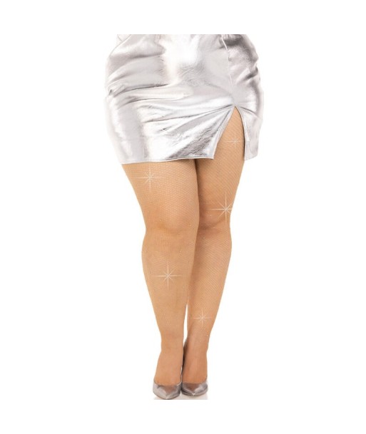 LEG AVENUE - MEDIAS REJILLA CRISTALIZADA NEGRO PLUS SIZE LEG AVENUE - MEDIAS REJILLA CRISTALIZADA NEGRO PLUS SIZE
