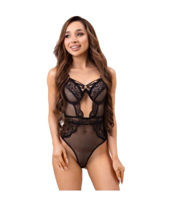 LIVCO CORSETTI FASHION - PAULA LC 20209 BODY CON ADORNOS DE ENCAJE NEGRO S-M