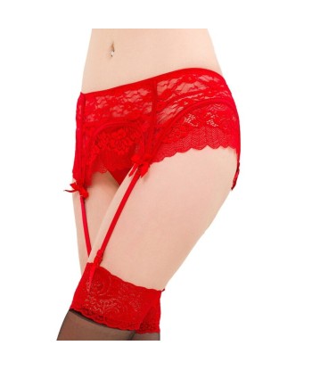 QUEEN LINGERIE - TANGA CON LIGUERO DE ENCAJES S-M