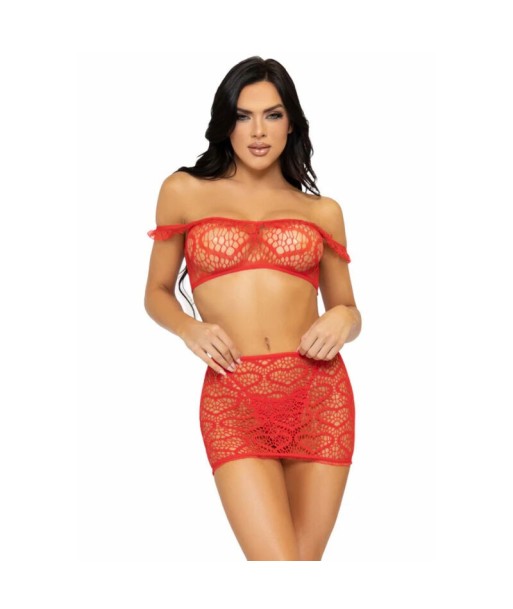 LEG AVENUE - SET TRES PIEZAS TOP, MINI FALDA Y TANGA TALLA ÚNICA - NEGRO LEG AVENUE - SET TRES PIEZAS TOP, MINI FALDA Y TANGA TALLA ÚNICA - NEGRO