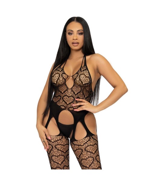 LEG AVENUE - BODYSTOCKING DE RED CON TIRANTES TALLA ÚNICA - NEGRO LEG AVENUE - BODYSTOCKING DE RED CON TIRANTES TALLA ÚNICA - NEGRO