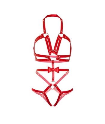 LEG AVENUE - KINK TEDDY ARNÉS CON TACHUELAS TALLA S - ROJO