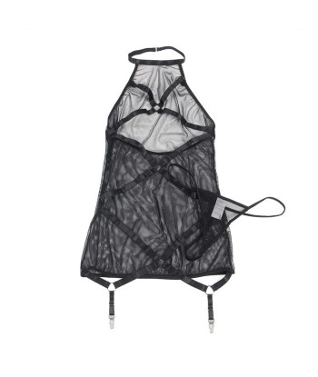 SUBBLIME - VESTIDO TRANSPARENTE CUELLO HALTER NEGRO S-M