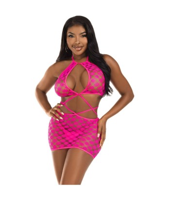 LEG AVENUE - MINI VESTIDO CON ABERTURAS NEGRO TALLA ÚNICA