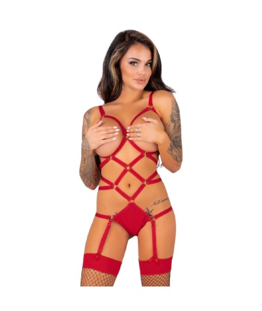 LIVCO CORSETTI FASHION - THIARA LC 20213 SET BODY MEDIAS ROJA S-M