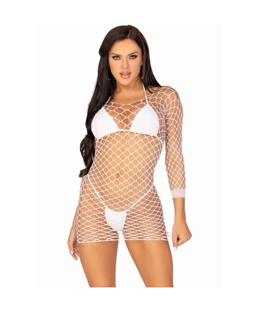 LEG AVENUE - VESTIDO DE REJILLA MANGA LARGA BLANCO TALLA ÚNICA LEG AVENUE - VESTIDO DE REJILLA MANGA LARGA BLANCO TALLA ÚNICA