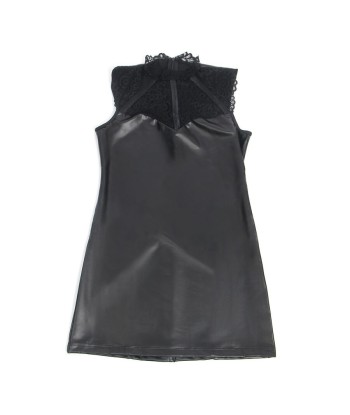 SUBBLIME - 957544 VESTIDO DE CUERO CON CUELLO DE ENCAJE NEGRO S-M