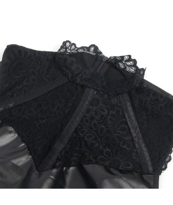 SUBBLIME - 957544 VESTIDO DE CUERO CON CUELLO DE ENCAJE NEGRO S-M