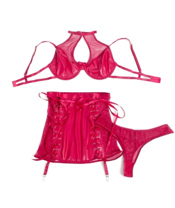 SUBBLIME - 957605 CONJUNTO SUJETADOR Y FALDA DE CUERO ROJO S-M