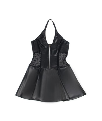 SUBBLIME - 957704 VESTIDO DE CUERO CON CREMALLERA Y ENCAJE NEGRO S-M