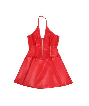 SUBBLIME - 957728 VESTIDO DE CUERO CON CREMALLERA Y ENCAJE ROJO S-M