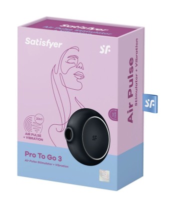 SATISFYER - PRO TO GO 3 ESTIMULADOR Y VIBRADOR DOBLE NEGRO