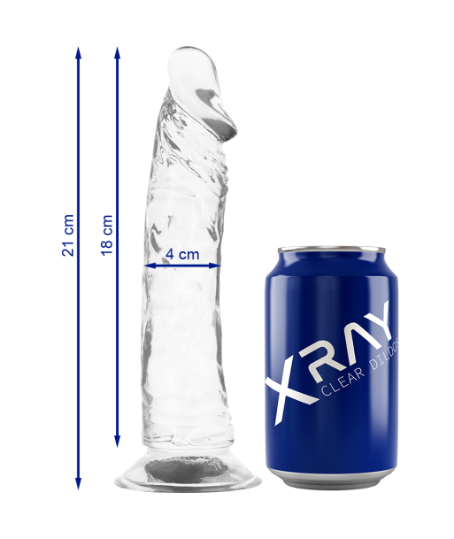 X RAY - CLEAR DILDO TRANSPARENTE 21 CM -O- 4 CM X RAY - CLEAR DILDO TRANSPARENTE 21 CM -O- 4 CM