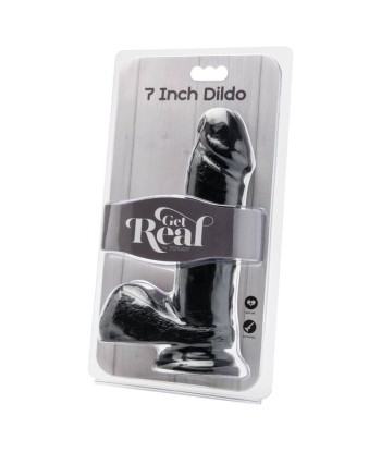 GET REAL - DILDO 18 CM CON TESTÍCULOS NEGRO