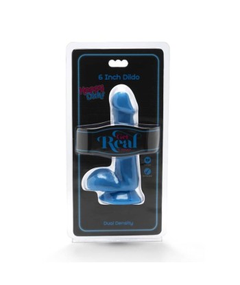 GET REAL - HAPPY DICKS DILDO 12 CM CON TESTÍCULOS AZUL