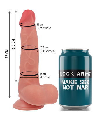 ROCKARMY - RANGER DILDO REALISTA DUAL DENSITY LIQUID SILICONE 22 CM -O- 3.6 CM