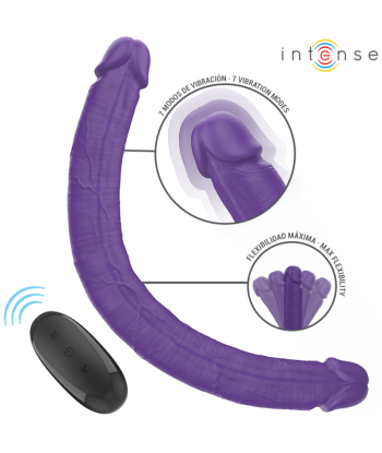 INTENSE - GUNTER DILDO DOBLE VIBRADOR 40 CM MORADO CONTROL REMOTO
