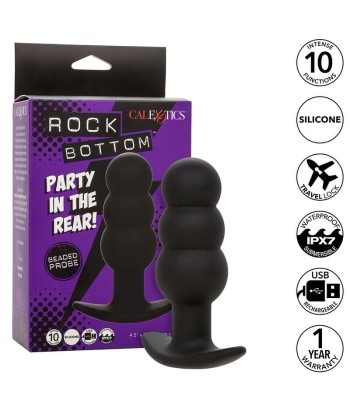 CALEXOTICS - ROCK BOTTOM PLUG ANAL CON CUENTAS 10 VIBRACIONES SILICONA NEGRO