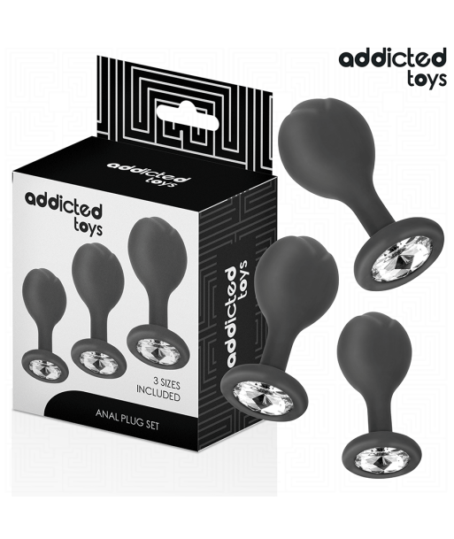 ADDICTED TOYS - SET DE 3 PLUG SILICONA ANAL CON JOYA ADDICTED TOYS - SET DE 3 PLUG SILICONA ANAL CON JOYA