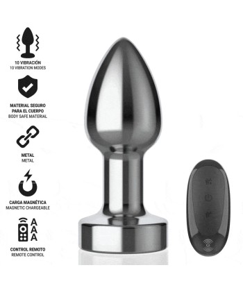 INTENSE - PLUG ANAL 10 VIBRACIONES METAL CON CONTROL REMOTO S