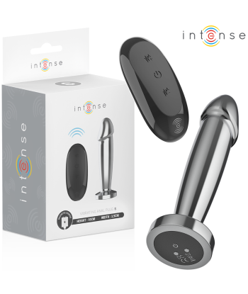 INTENSE - PLUG ANAL 10 VIBRACIONES METAL EN FORMA DE DILDO CON CONTROL REMOTO S