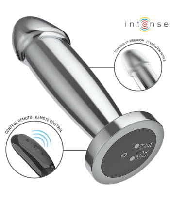 INTENSE - PLUG ANAL 10 VIBRACIONES METAL EN FORMA DE DILDO CON CONTROL REMOTO S