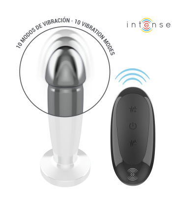 INTENSE - PLUG ANAL 10 VIBRACIONES METAL EN FORMA DE DILDO CON CONTROL REMOTO S