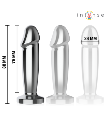 INTENSE - PLUG ANAL 10 VIBRACIONES METAL EN FORMA DE DILDO CON CONTROL REMOTO S