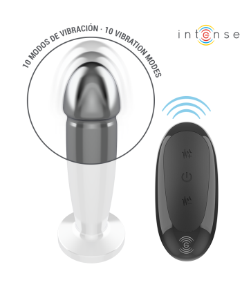 INTENSE - PLUG ANAL 10 VIBRACIONES METAL EN FORMA DE DILDO CON CONTROL REMOTO M