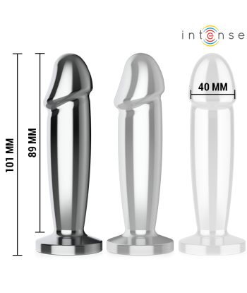 INTENSE - PLUG ANAL 10 VIBRACIONES METAL EN FORMA DE DILDO CON CONTROL REMOTO M