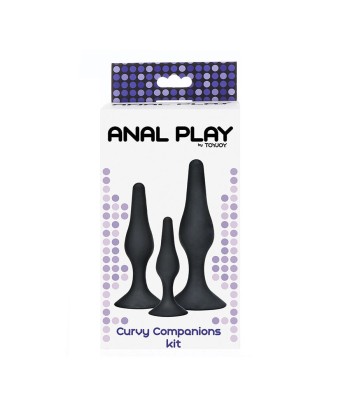 TOYJOY - ANAL PLAY CURVY COMPANIONS PLUG ANAL 3 PIEZAS NEGRO