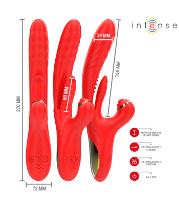 INTENSE - ROSALIA VIBRADOR MULTIFUNCIÓN 3 EN 1 ROJO