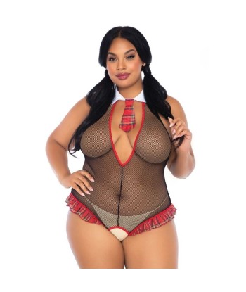 LEG AVENUE - TEDDY COLEGIALA CON ABERTURA TALLA PLUS