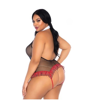 LEG AVENUE - TEDDY COLEGIALA CON ABERTURA TALLA PLUS