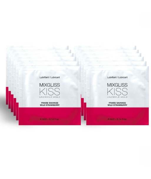 MIXGLISS - LUBRICANTE BASE AGUA SABOR A FRESA 12 MONODOSIS 4 ML MIXGLISS - LUBRICANTE BASE AGUA SABOR A FRESA 12 MONODOSIS 4 ML