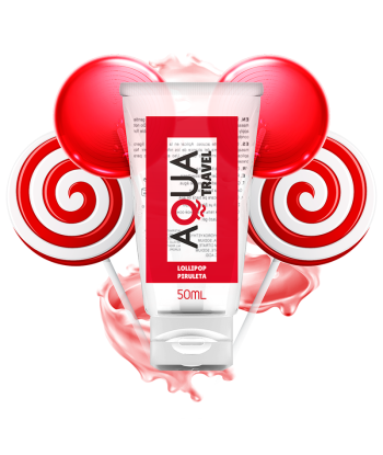 AQUA TRAVEL - LUBRICANTE BASE AGUA SABOR PIRULETA - 50 ML